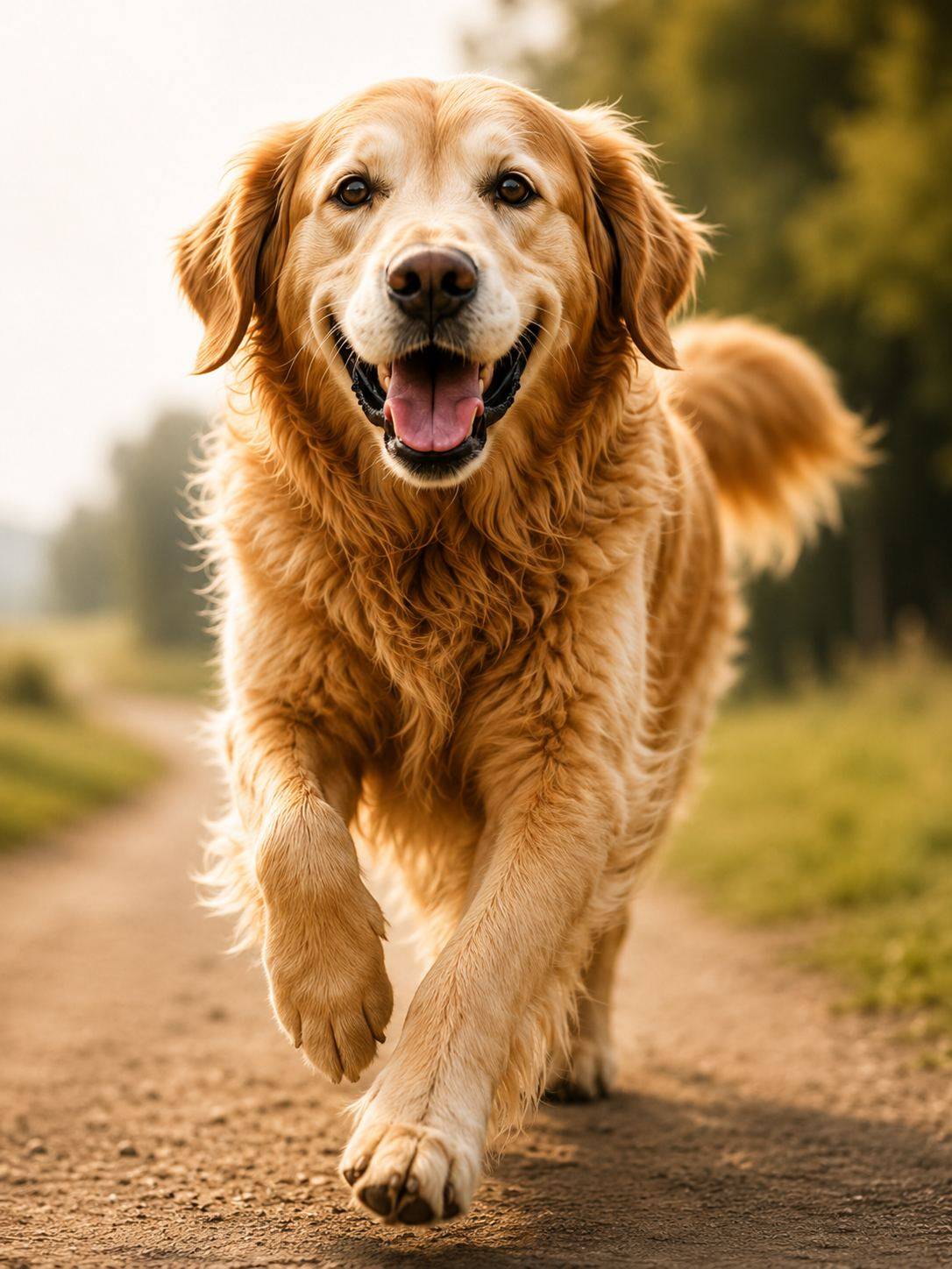 Aktiver Senior-Hund beim Spaziergang